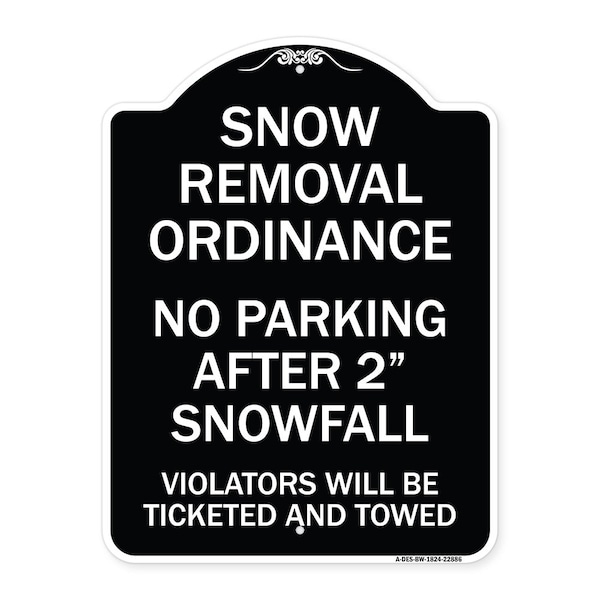 Signmission Snow Removal Ordinance No Parking After 2 Snowfall Heavy-Gauge Alum Sign, 24" x 18", BW-1824-22886 A-DES-BW-1824-22886 - main